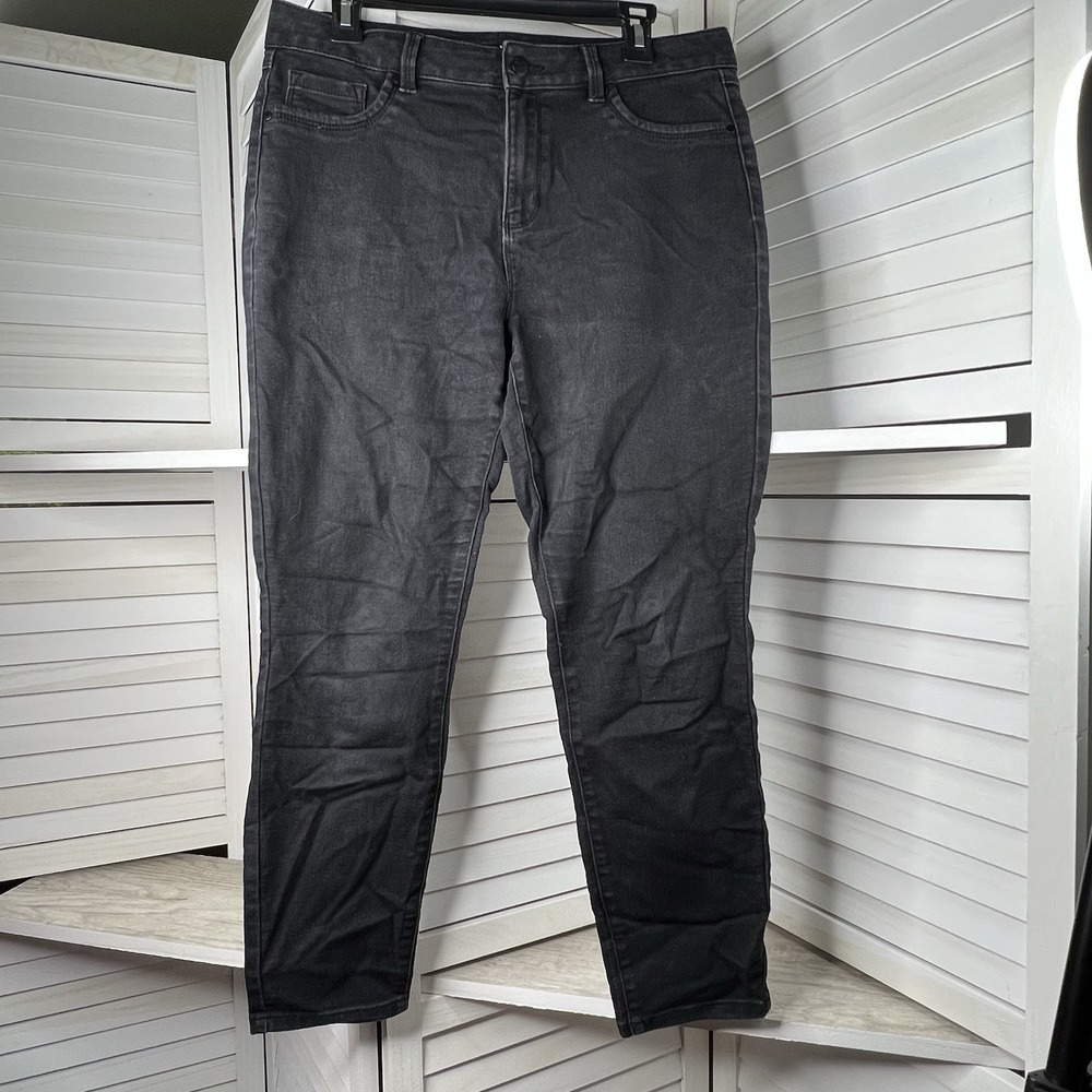 D.Jeans Women's‎ Black Denim Jeans Size 12 High Rise Stretch Slim Fit 32x26